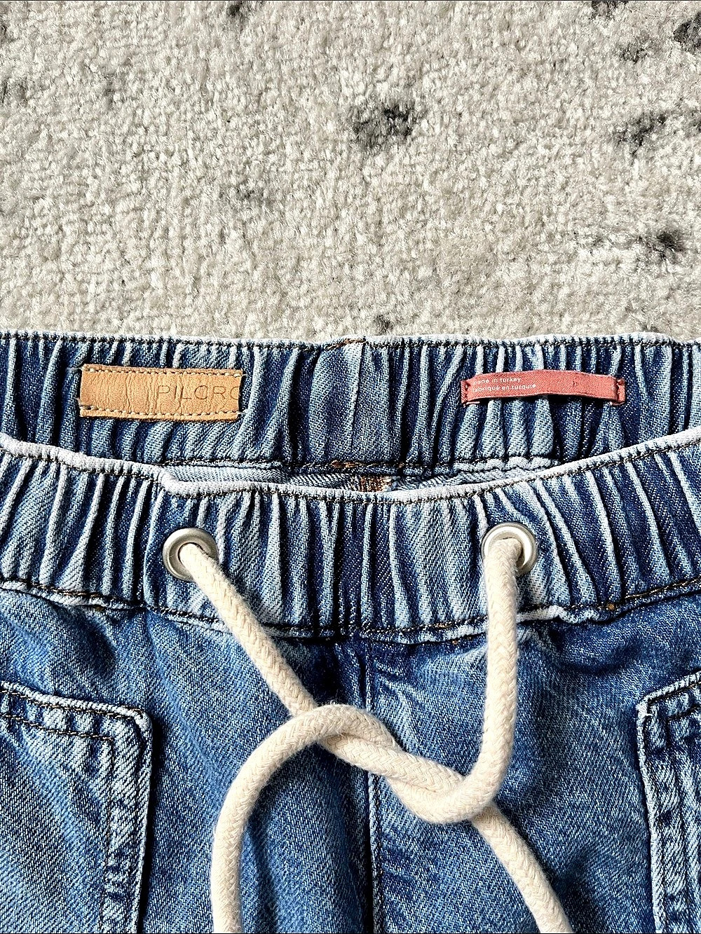 Pilcro Blue Denim Drawstring Jogger Pants - Picture 2 of 8